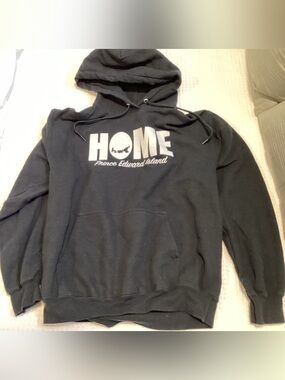 ATC Black Hoodie with Large White HOME PEI Graphic